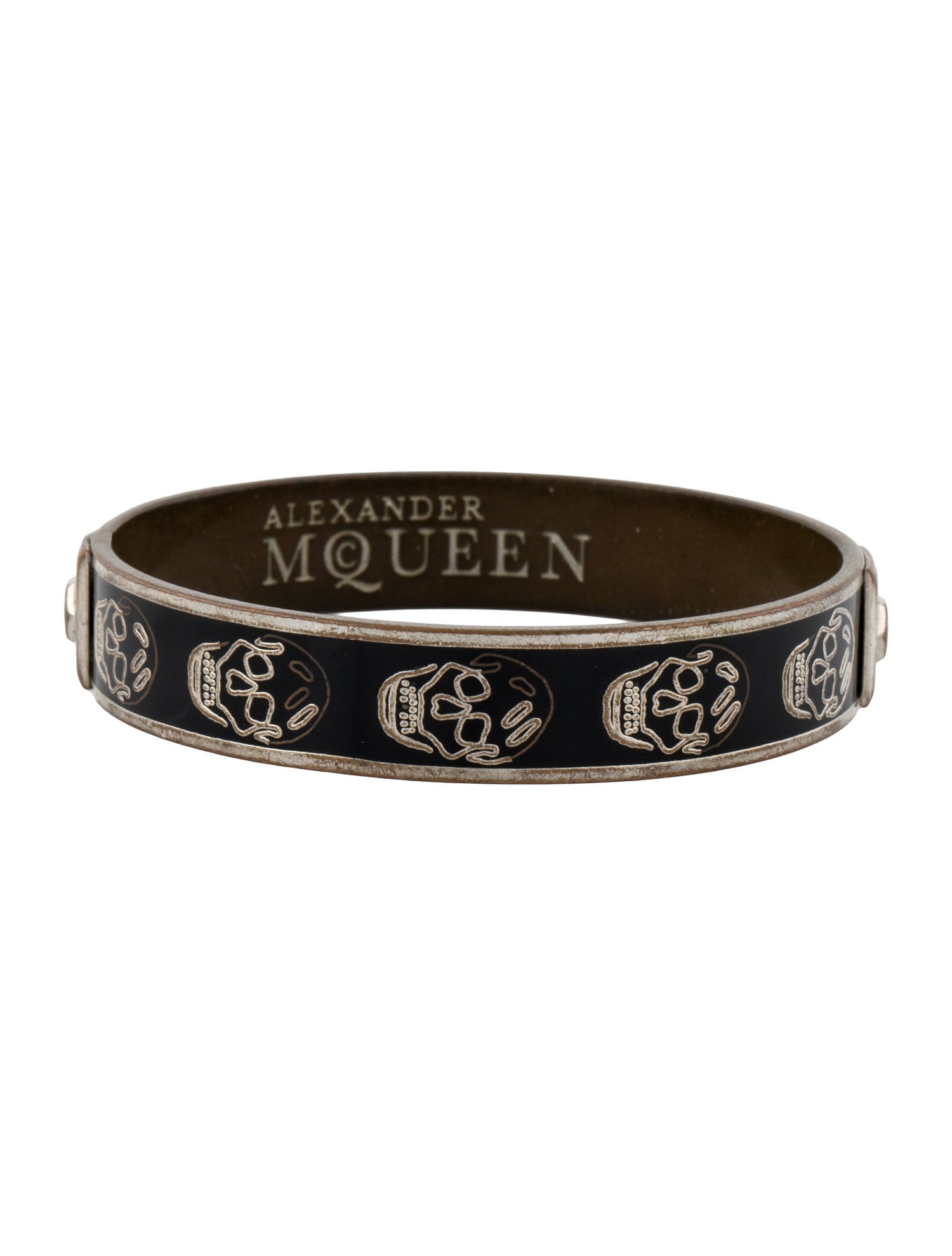 Alexander McQueen Enamel Slim Skull Bangle Bracelet