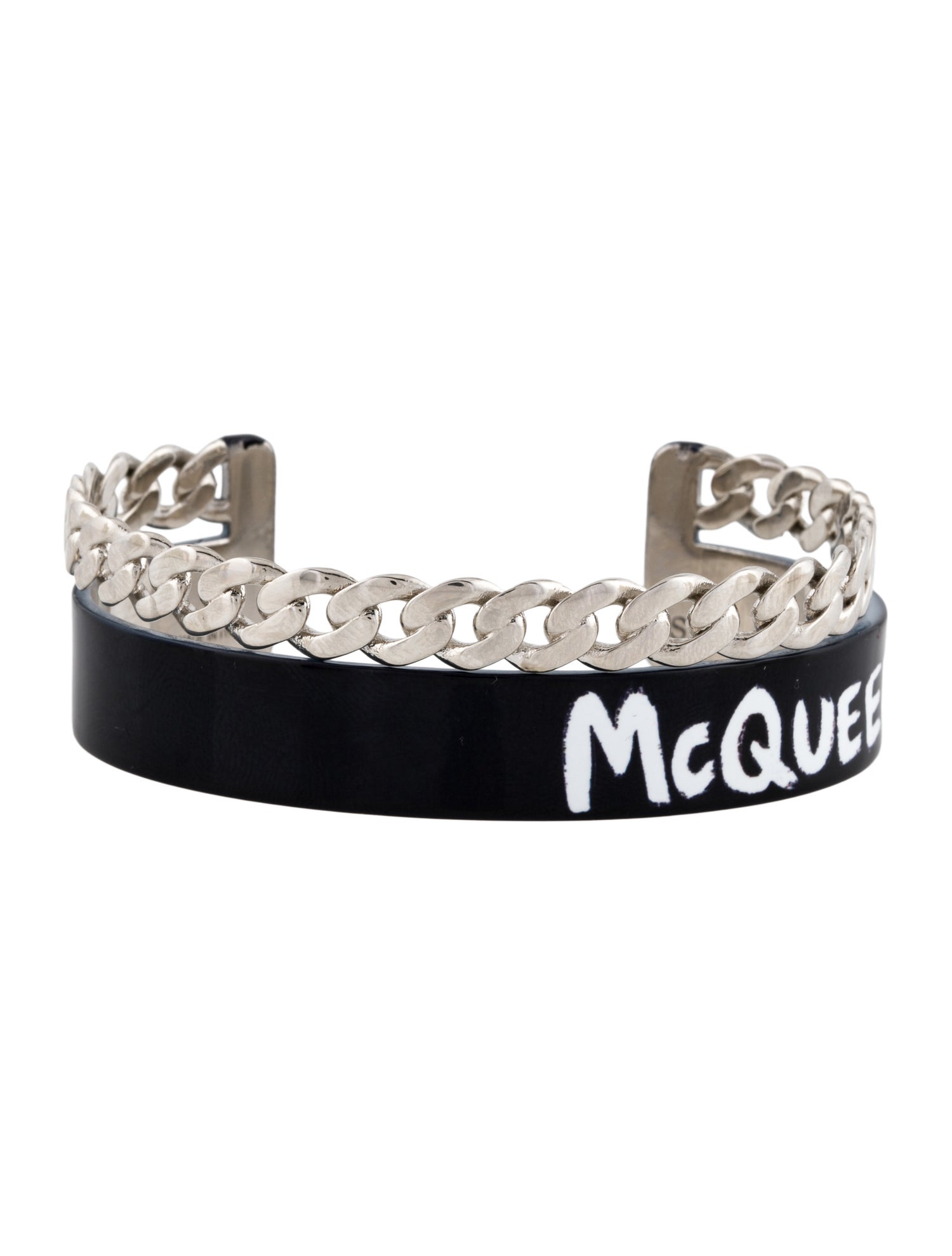 Alexander McQueen Enamel Logo Graffiti Cuff Bracelet
