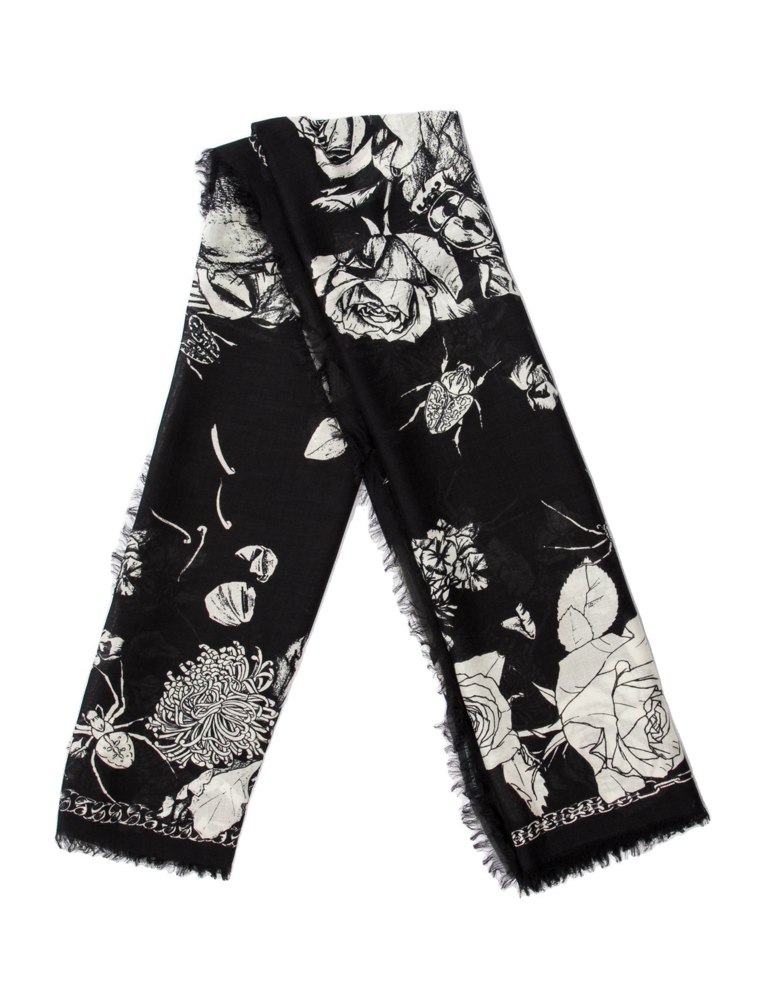 Alexander McQueen Wool Floral Print Scarf