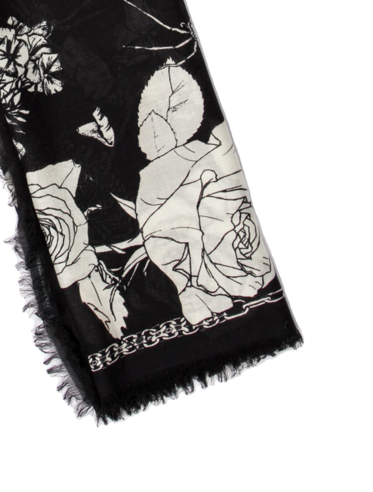 Alexander McQueen Wool Floral Print Scarf