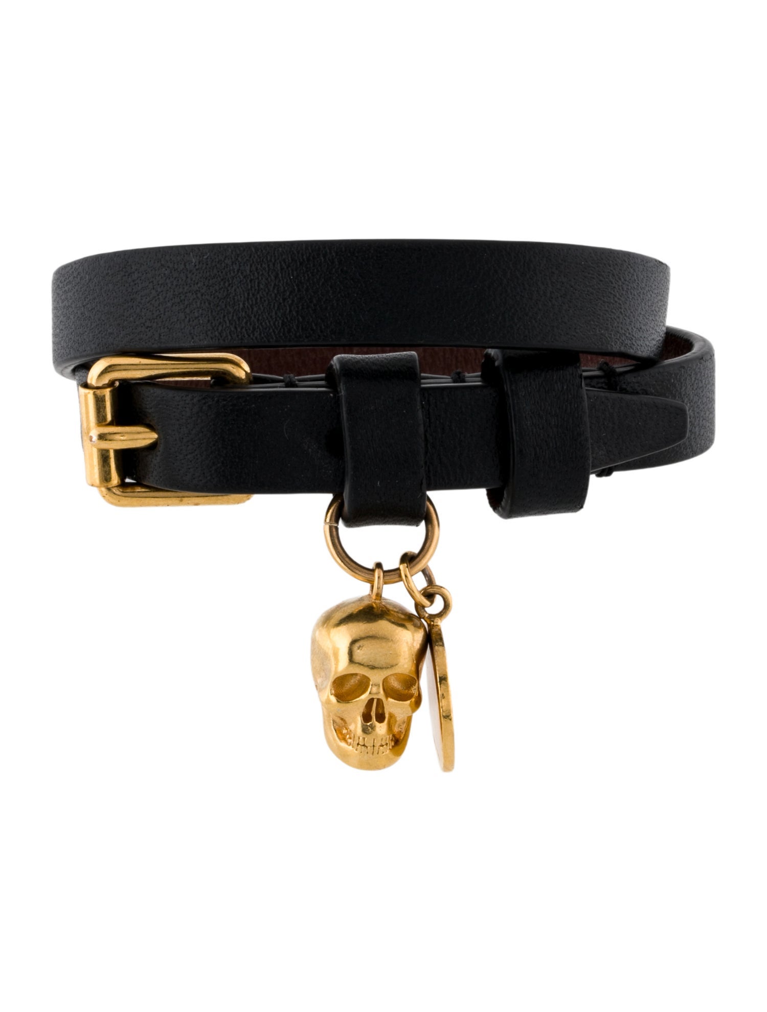 Alexander McQueen Leather Skull Wrap Bracelet