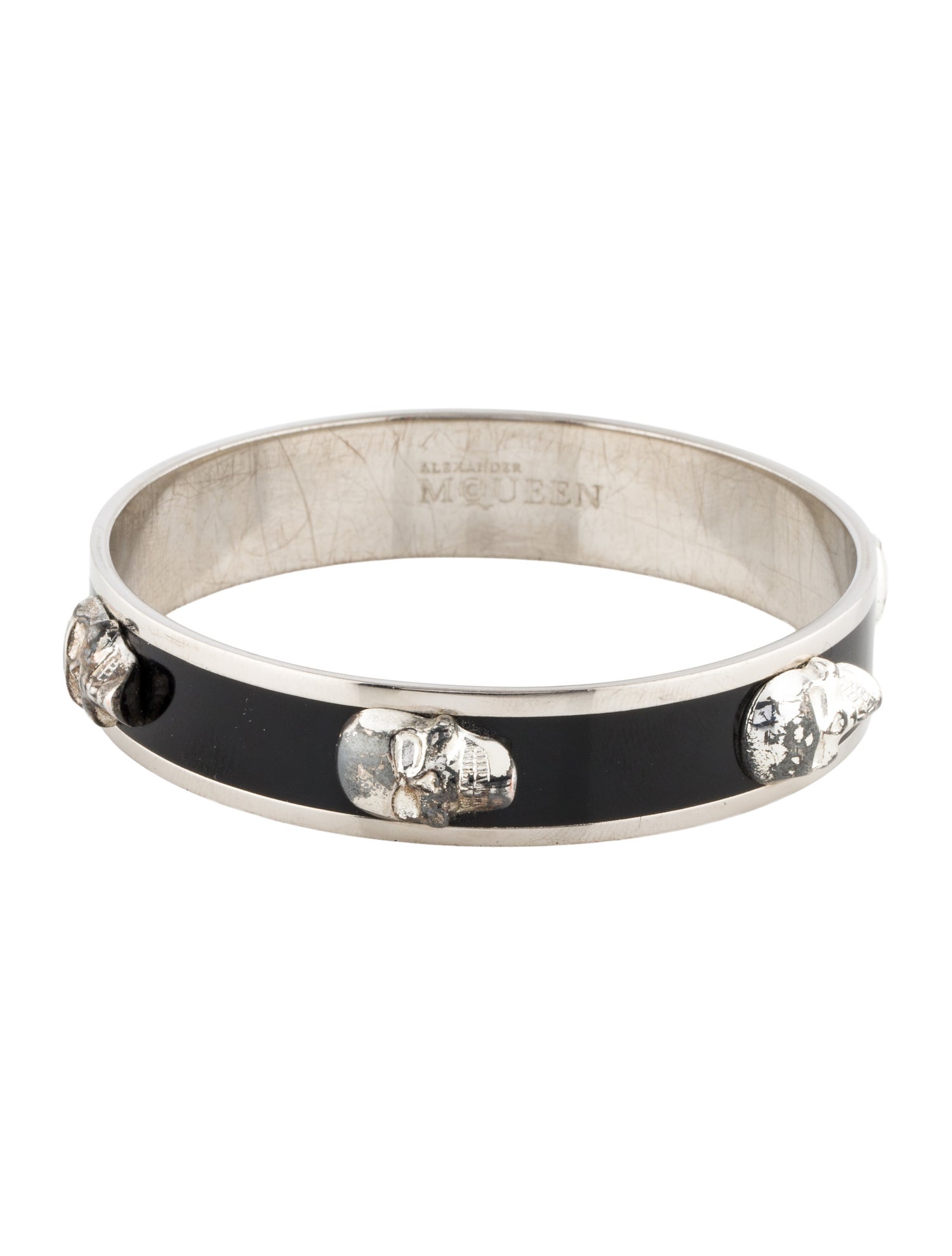 Alexander McQueen Enamel 3D Skull Bangle Bracelet