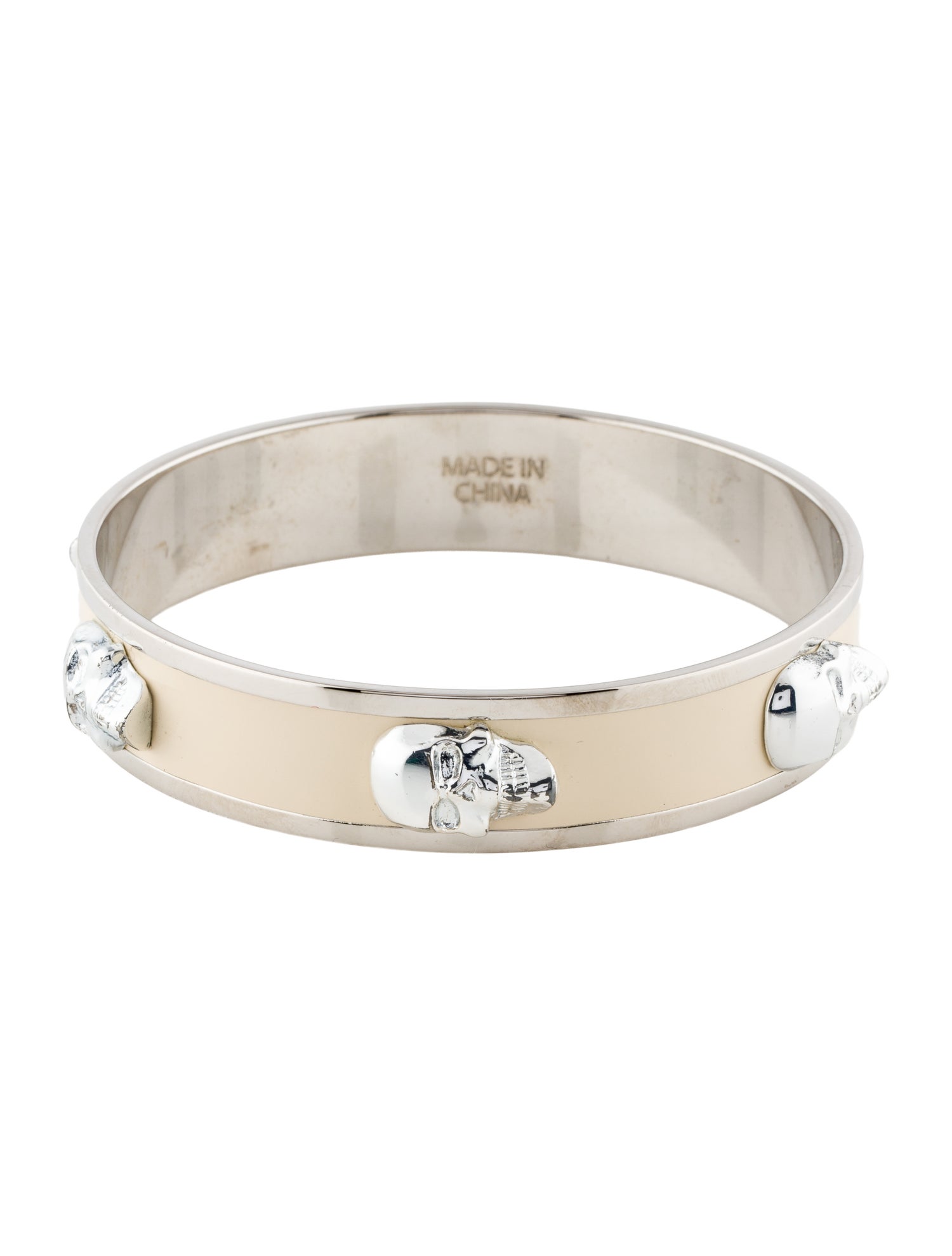 Alexander McQueen Enamel 3D Skull Bangle Bracelet