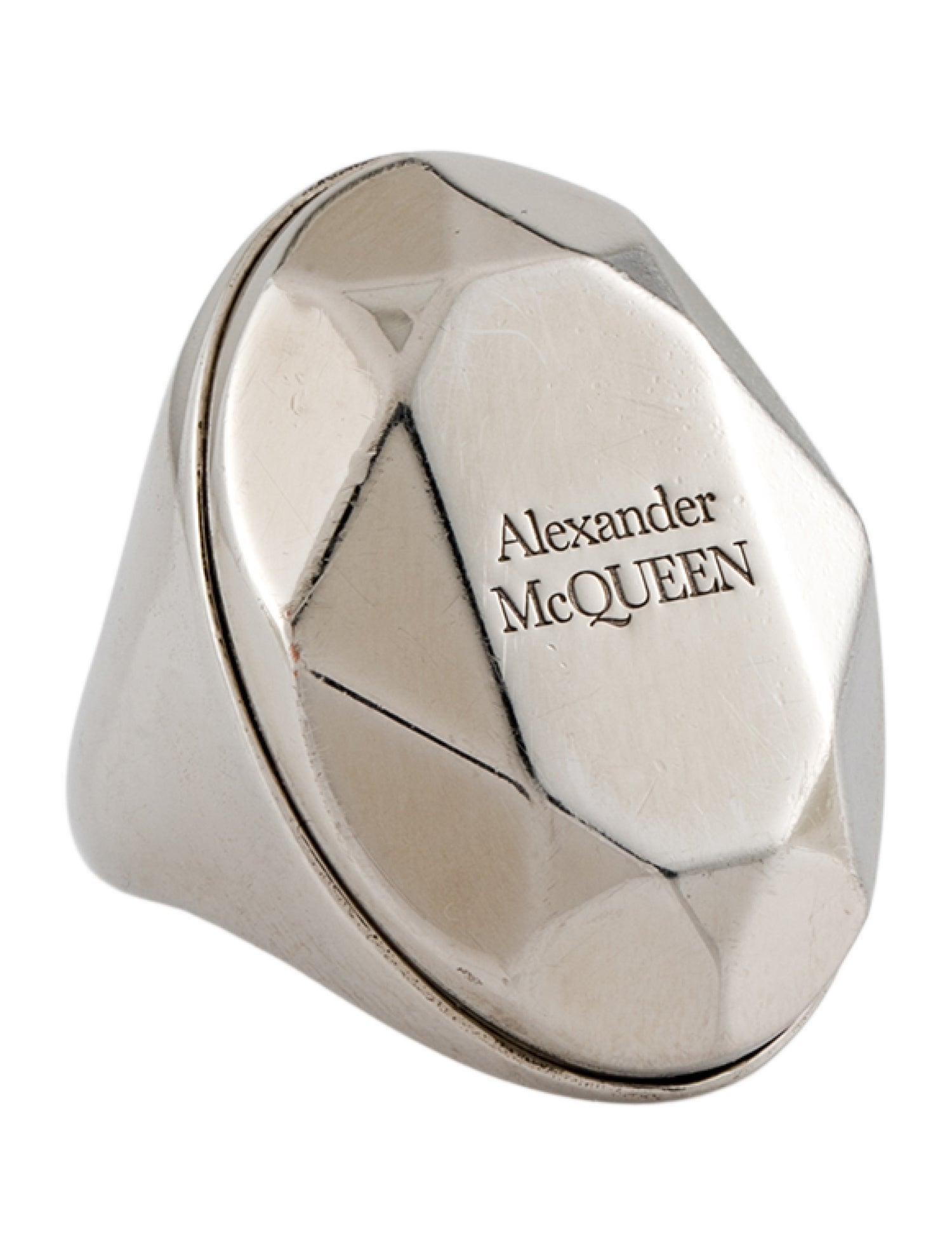 Alexander McQueen Faceted Oval Cocktail Ring