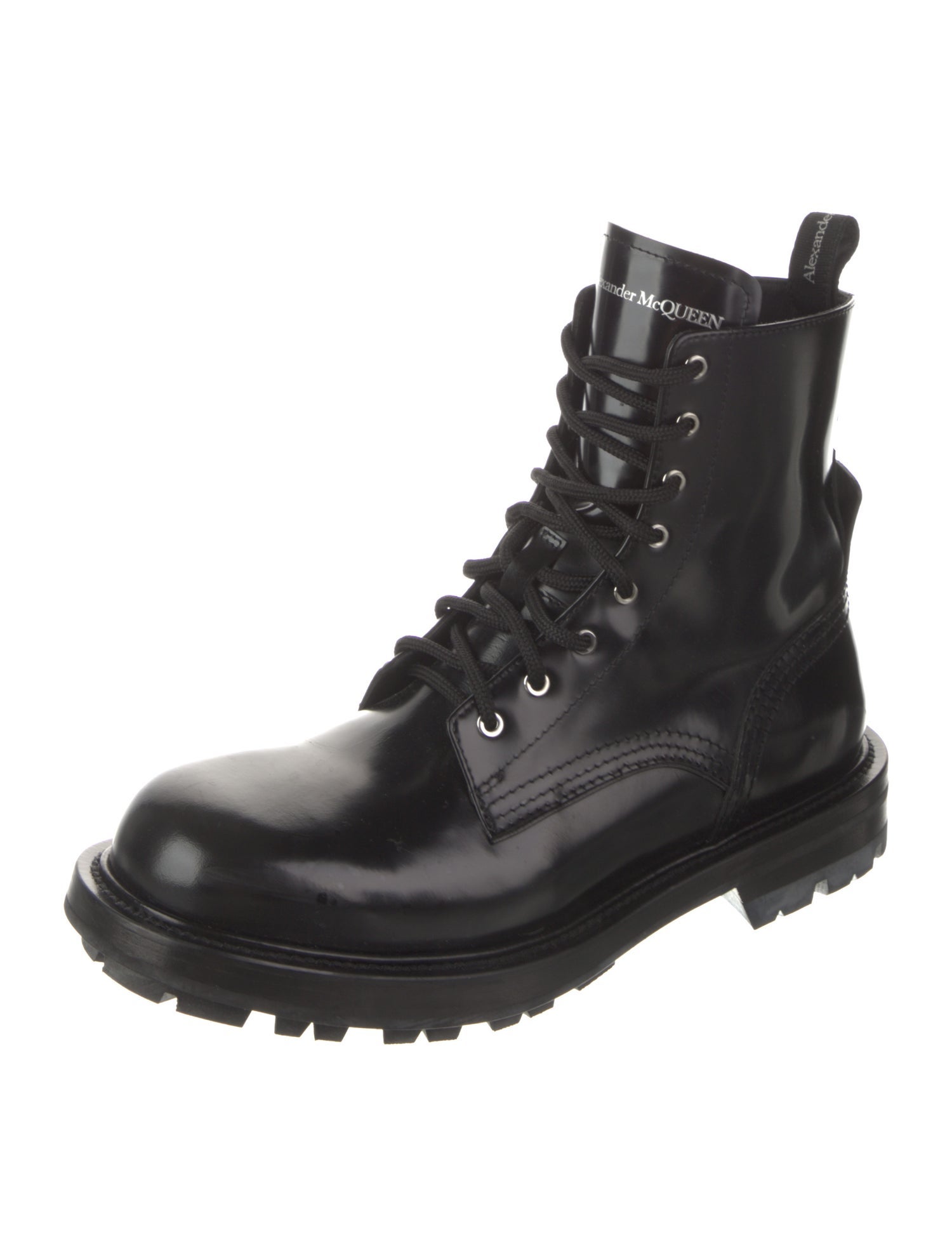 Alexander McQueen Patent Leather Combat Boots