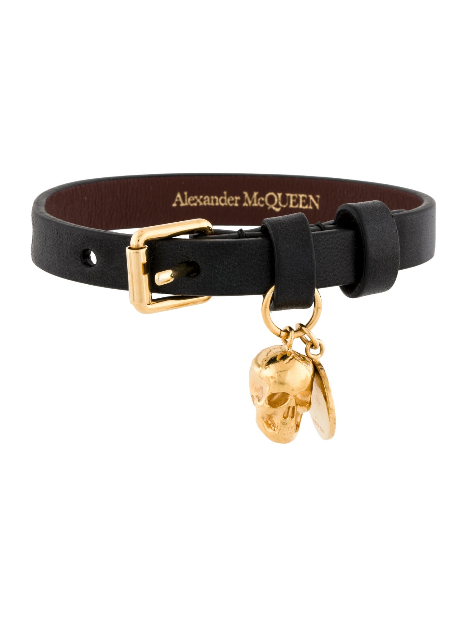 Alexander McQueen Leather Skull Charm Wrap Bracelet