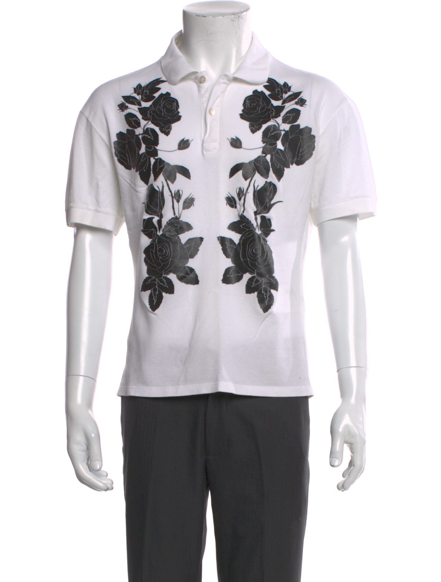 Alexander McQueen Floral Print Crew Neck Polo Shirt