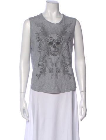 Pre-owned Alexander Mcqueen Graphic Print Crew Neck T-shirt In Gray