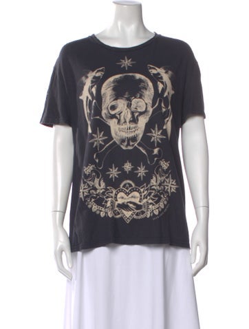 Pre-owned Alexander Mcqueen Graphic Print Crew Neck T-shirt In Gray
