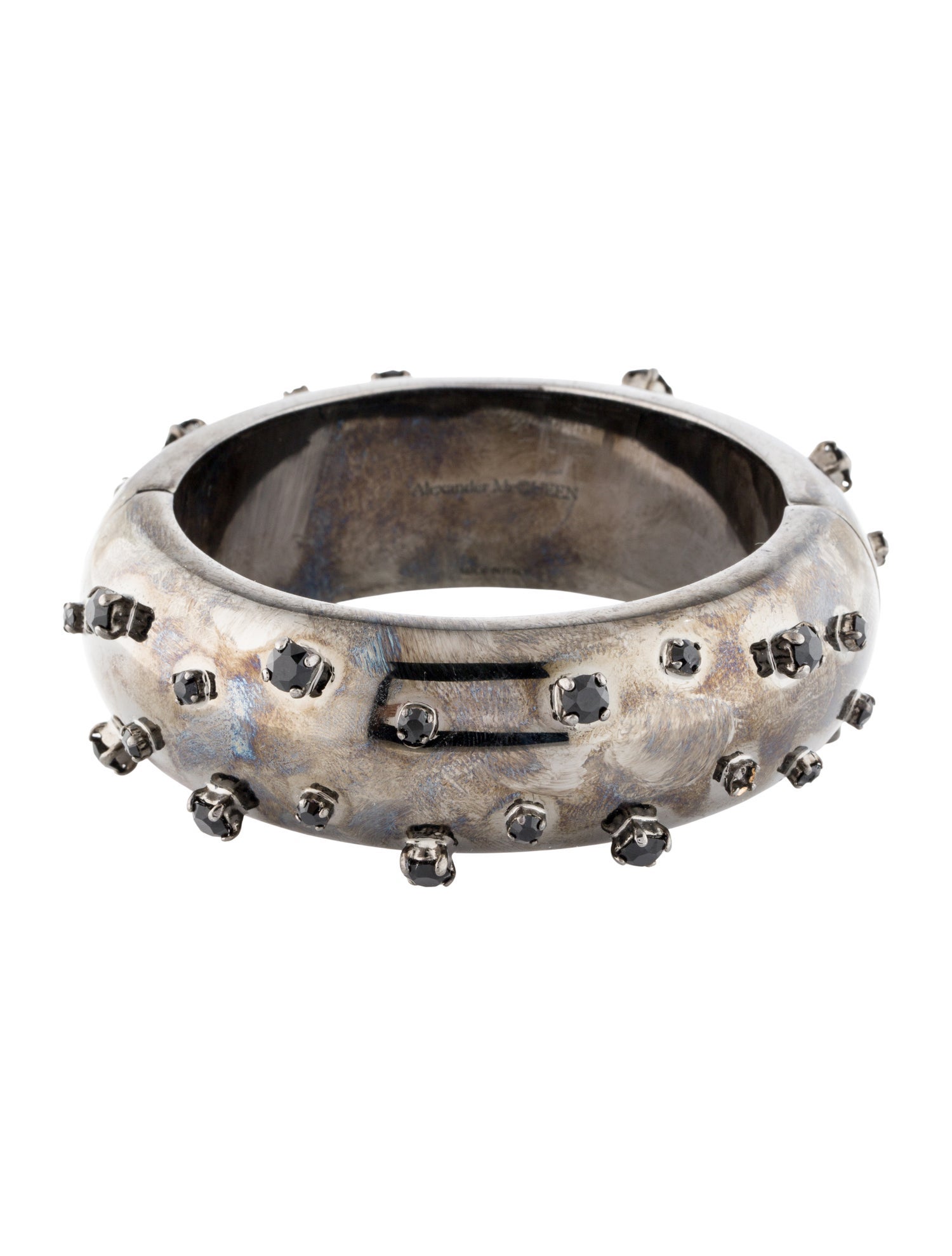 Alexander McQueen Crystal Hinged Bangle Bracelet