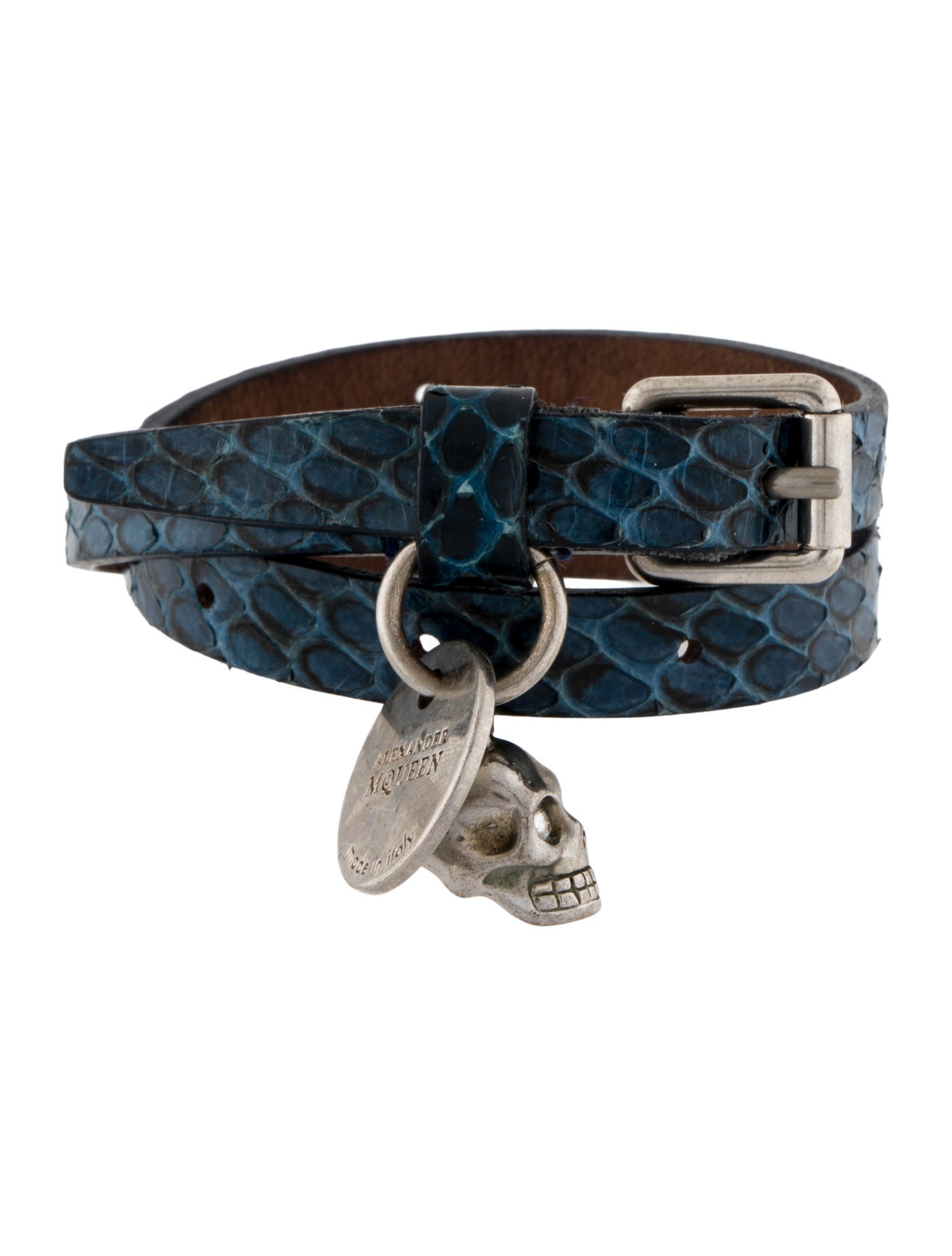 Alexander McQueen Snakeskin & Crystal Wrap Charm Bracelet