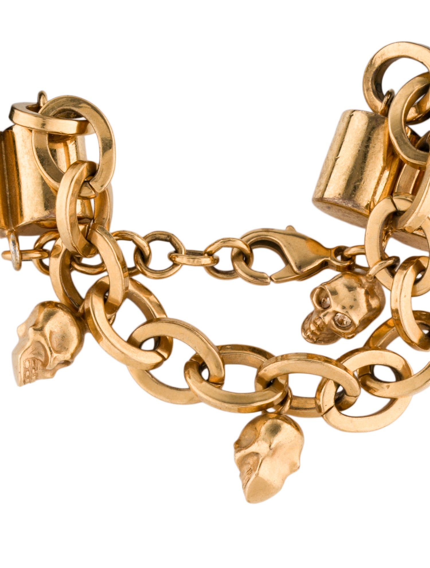 Alexander McQueen Crystal Skull Charm Leather Wrap Bracelet