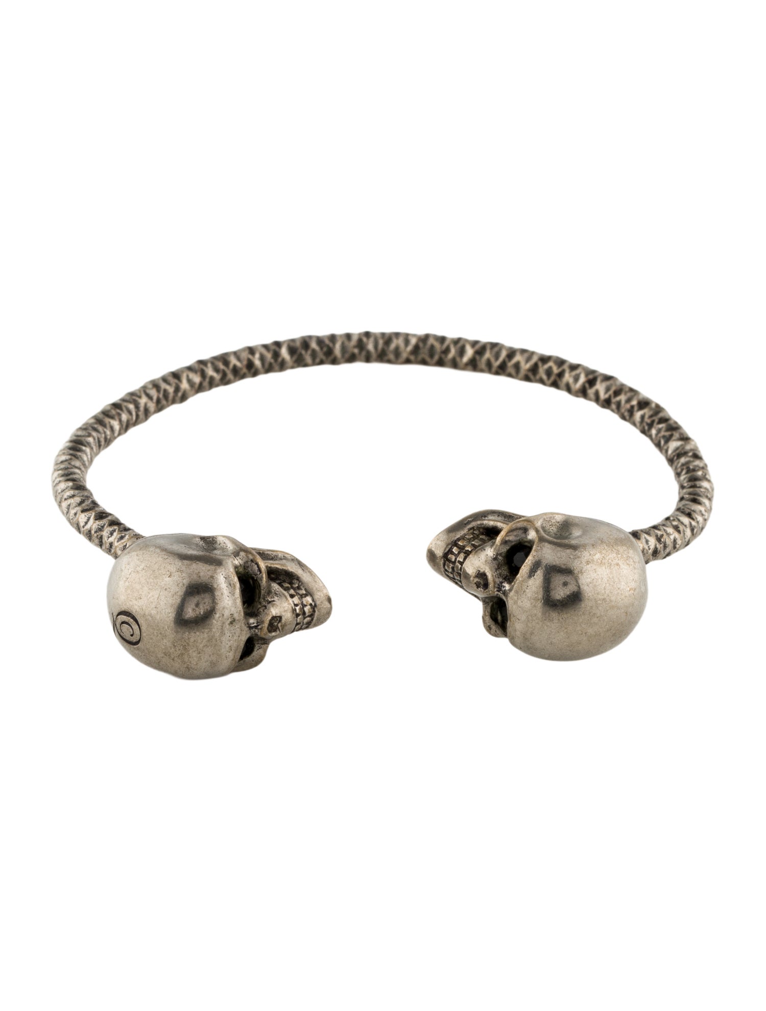 Alexander McQueen Crystal Twin Skull Cuff Bracelet