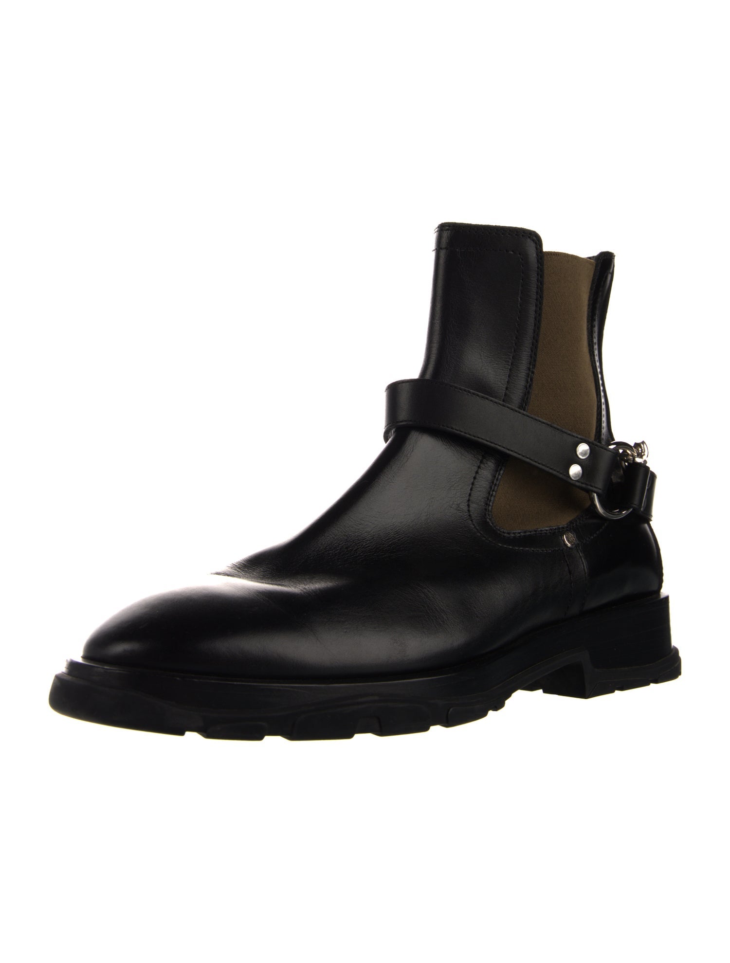 Alexander McQueen Leather Chain-Link Accents Chelsea Boots
