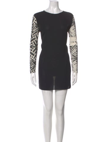 Pre-owned Assembly Printed Mini Dress In Black