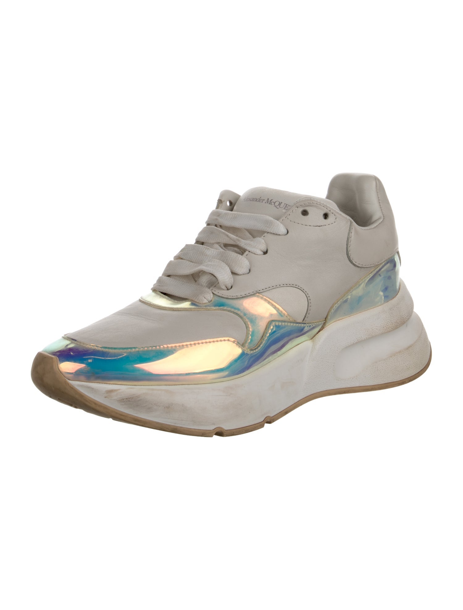 Alexander McQueen Leather Colorblock Pattern Athletic Sneakers