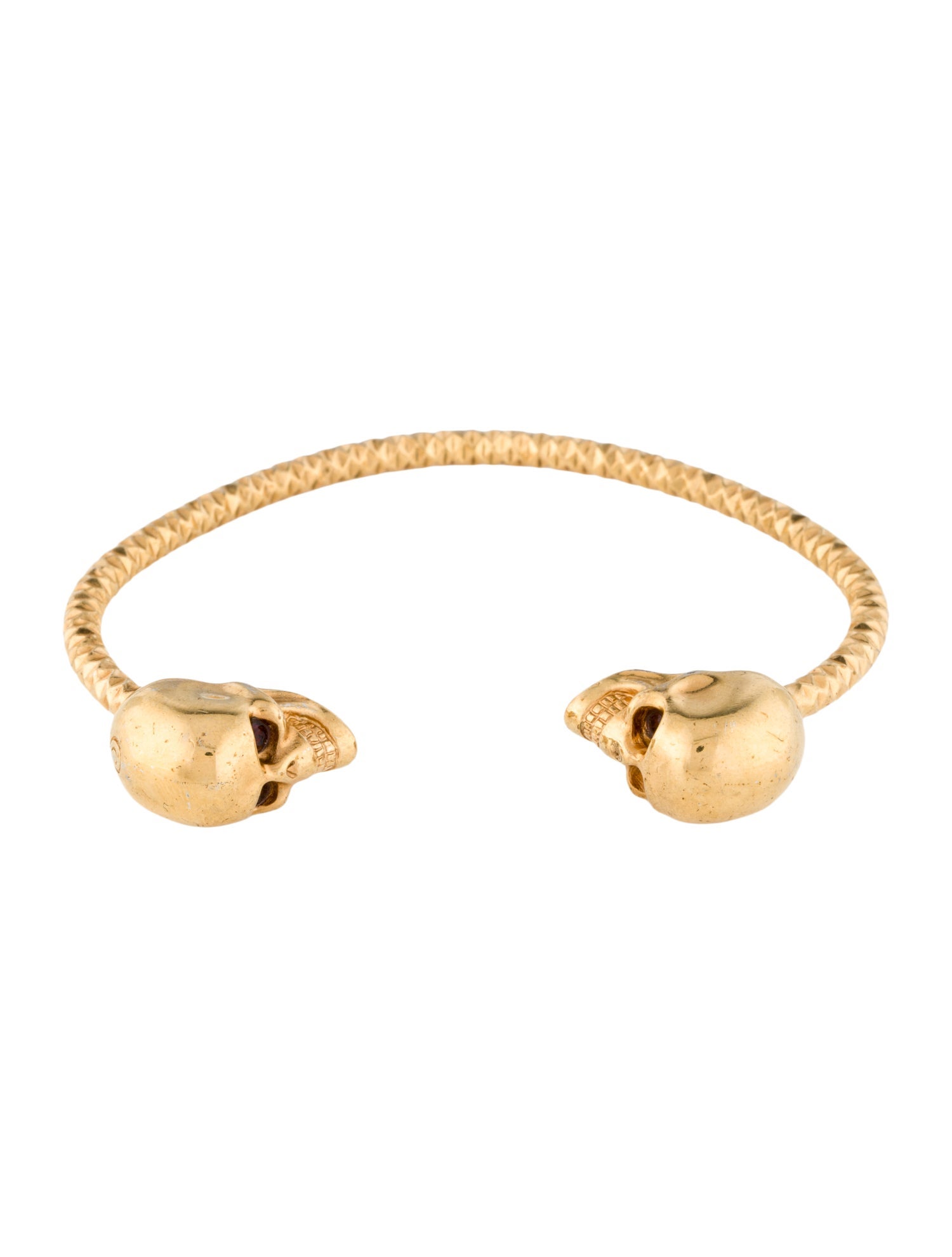 Alexander McQueen Crystal Twin Skull Cuff Bracelet