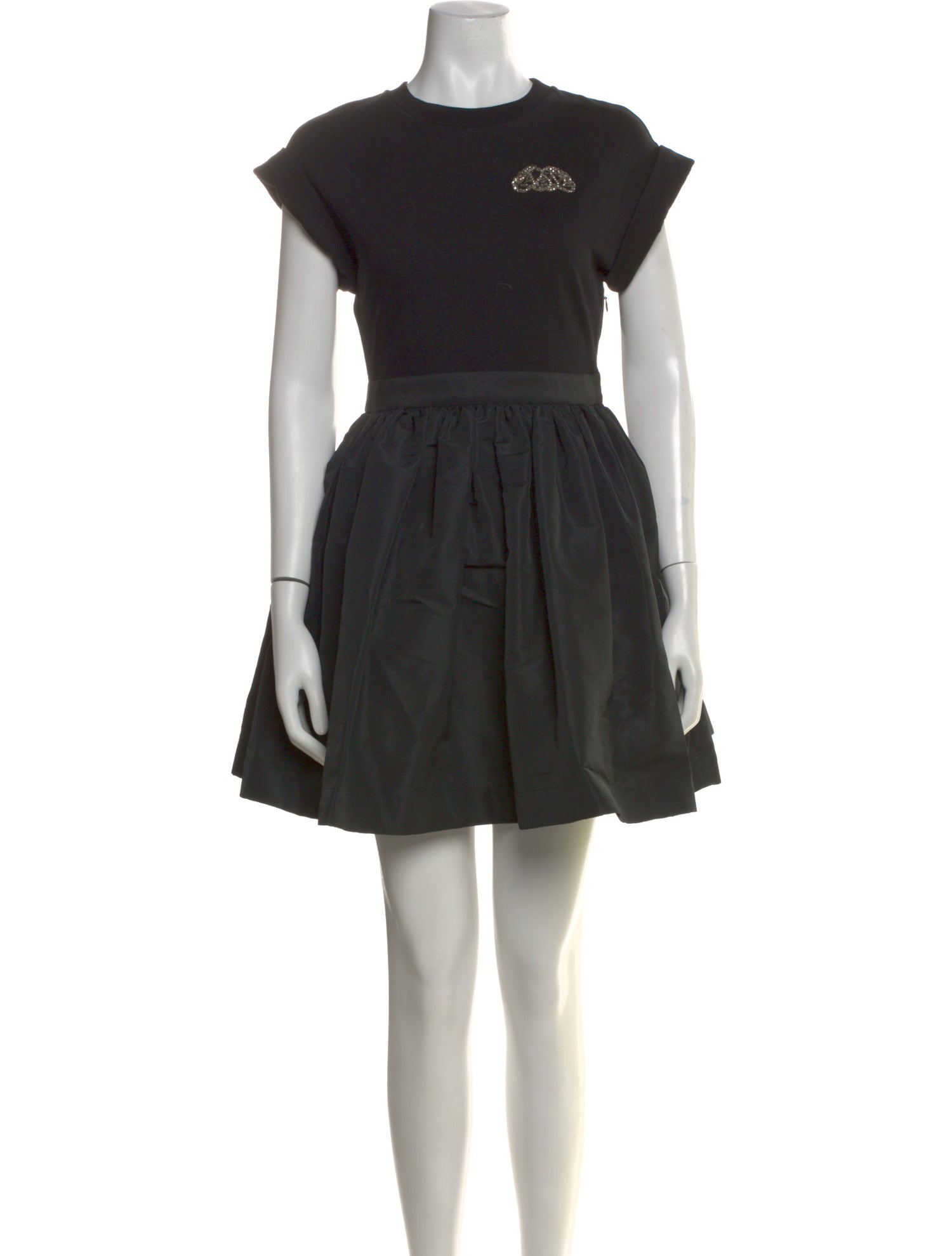 alexander mcqueen black mini dress Women's Denim Asymmetric Mini Dress in Black