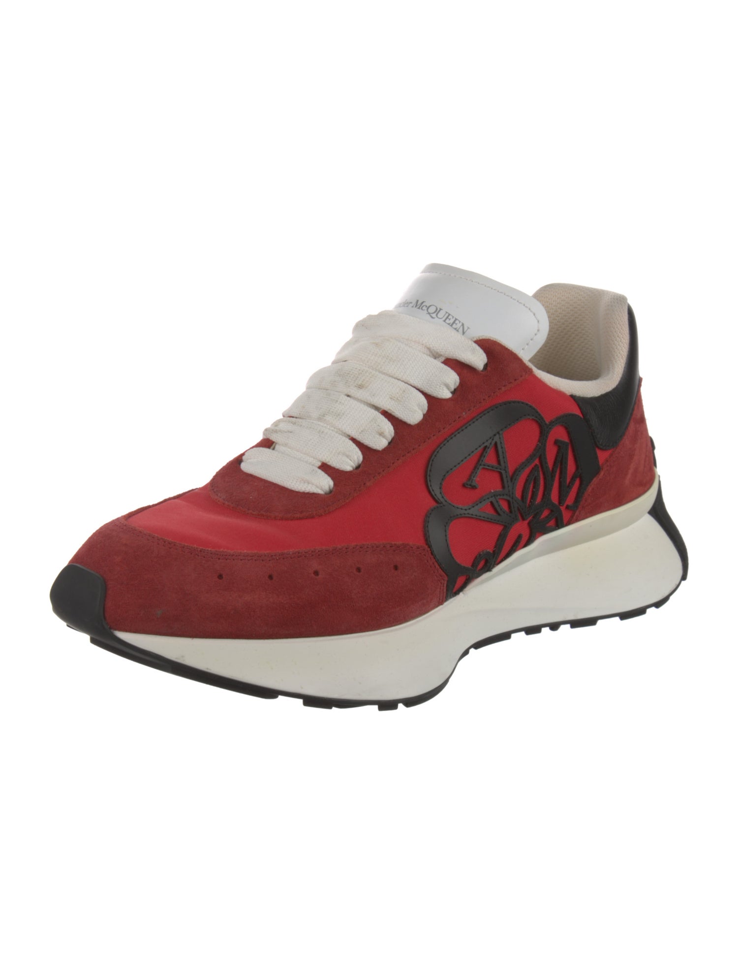 Alexander McQueen Suede Colorblock Pattern Athletic Sneakers