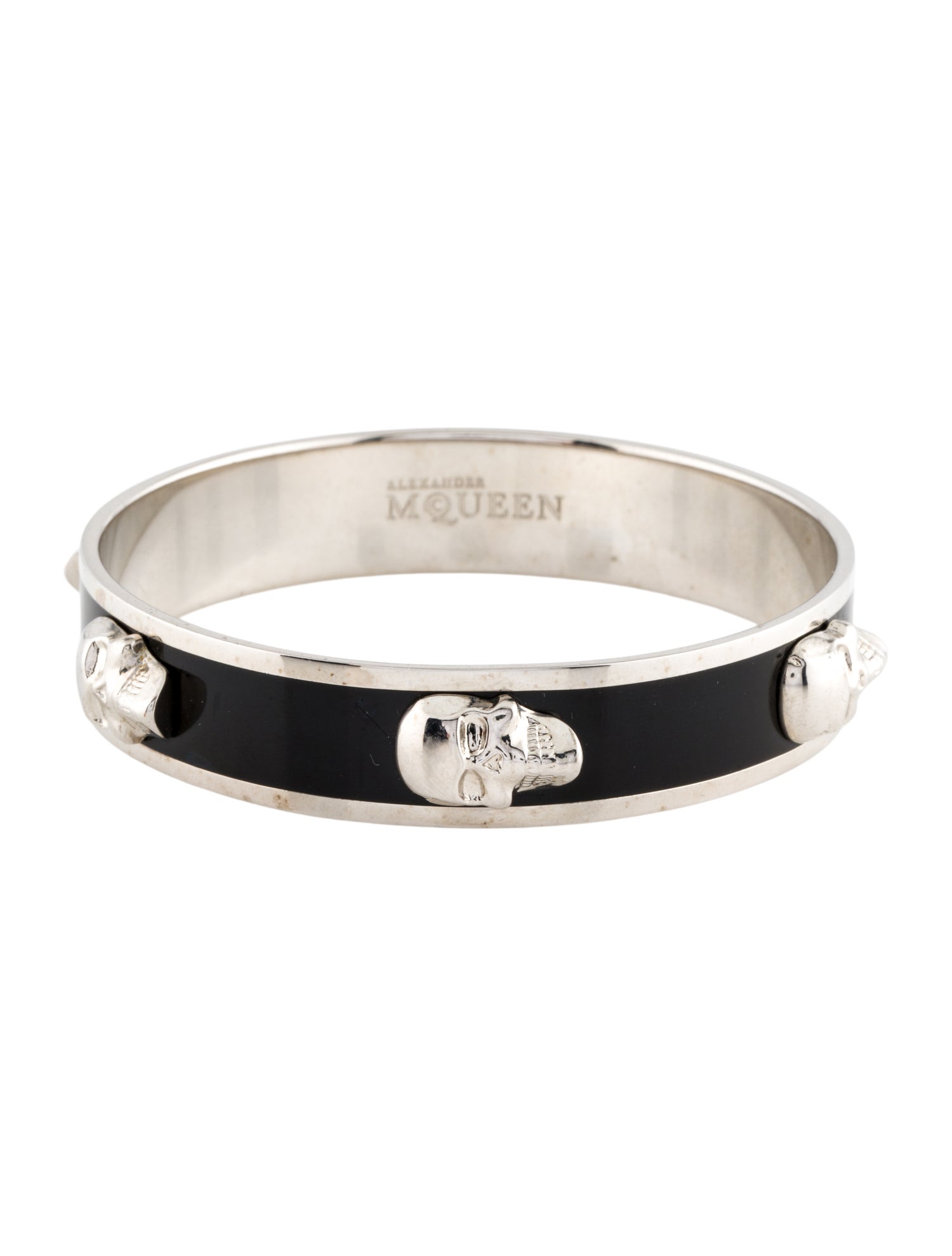 Alexander McQueen Enamel 3D Skull Bangle Bracelet
