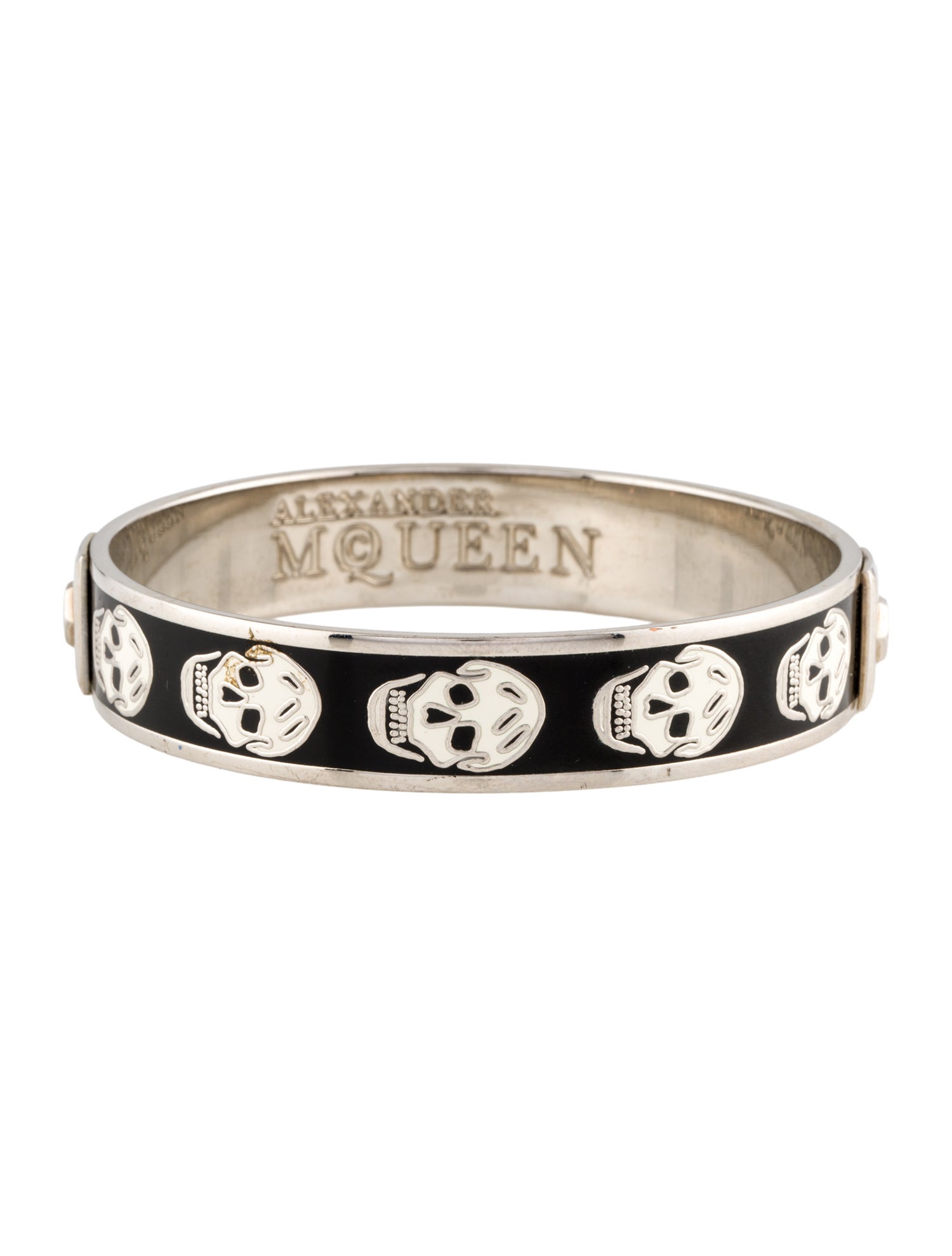 Alexander McQueen Enamel Skull Bangle Bracelet