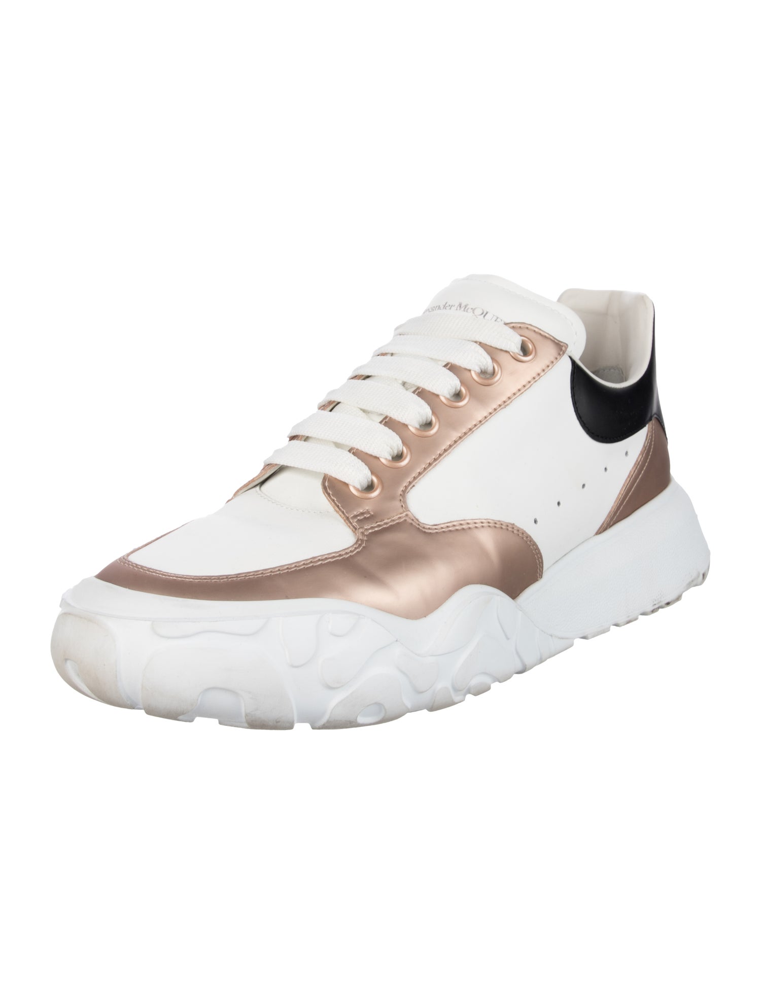 Alexander McQueen Leather Colorblock Pattern Sneakers