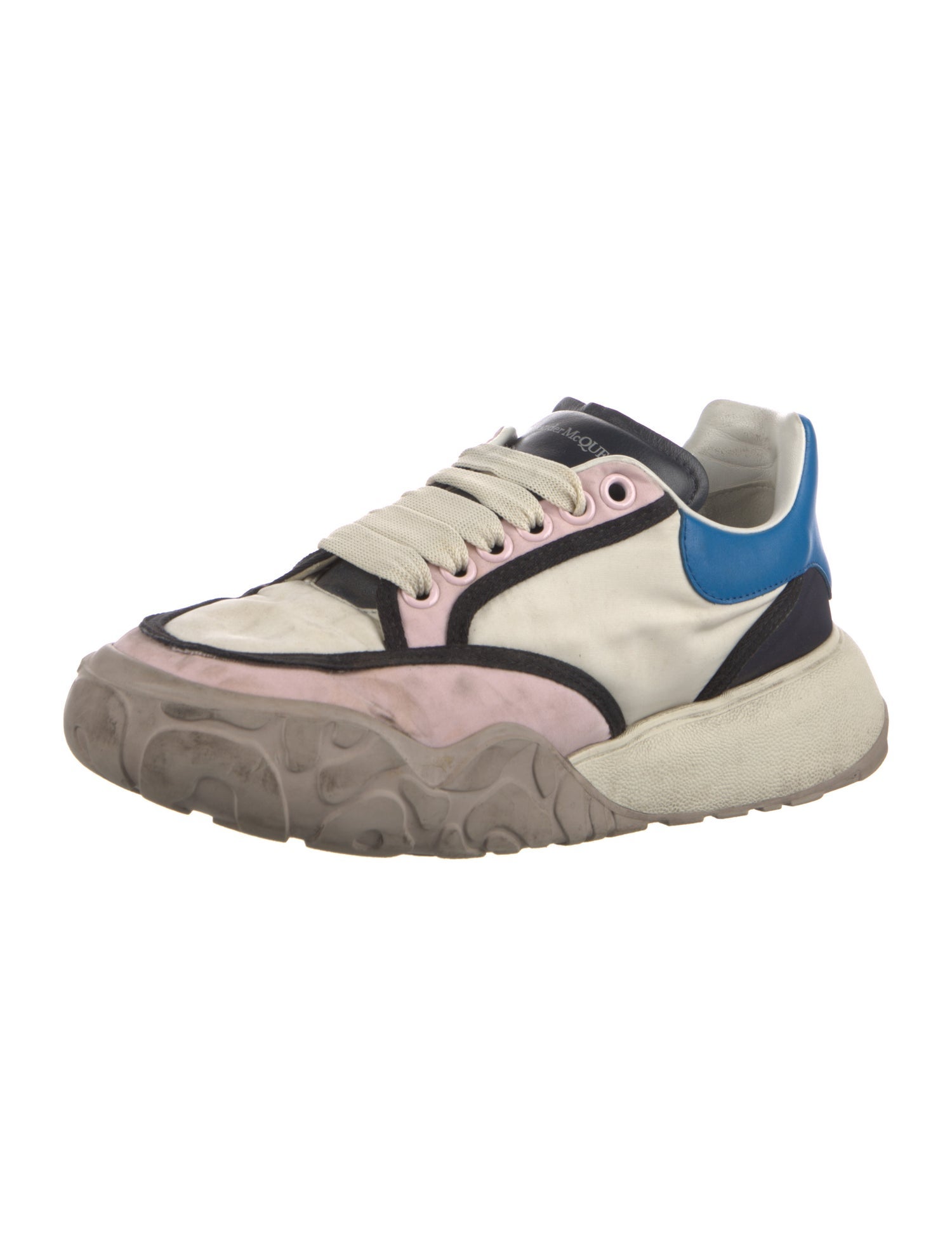 Alexander McQueen Leather Colorblock Pattern Athletic Sneakers