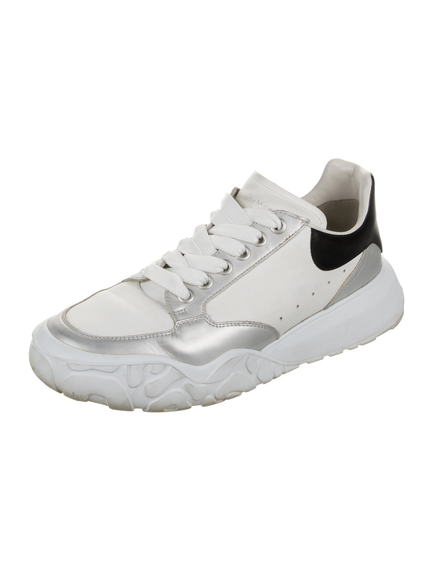 Alexander McQueen Leather Colorblock Pattern Sneakers