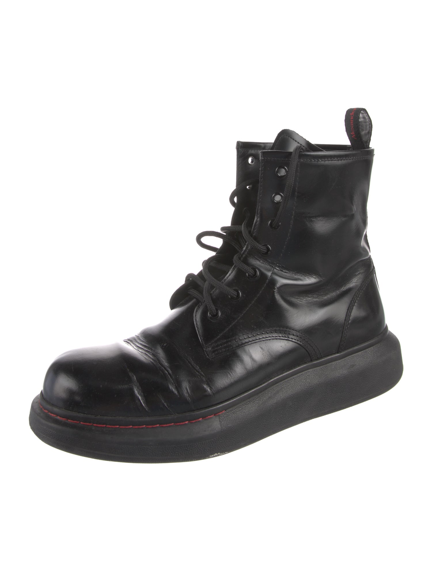 Alexander McQueen Leather Lace-Up Boots