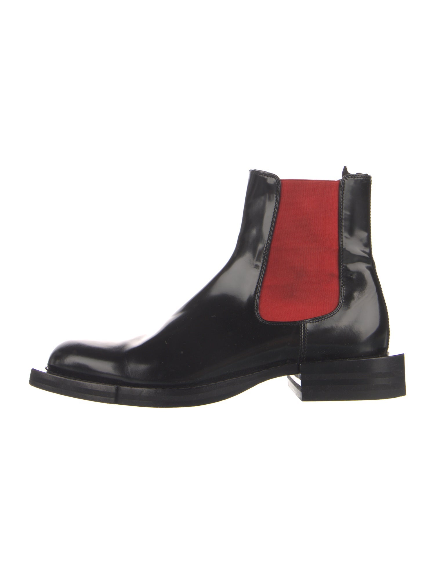 Alexander McQueen Leather Colorblock Pattern Chelsea Boots