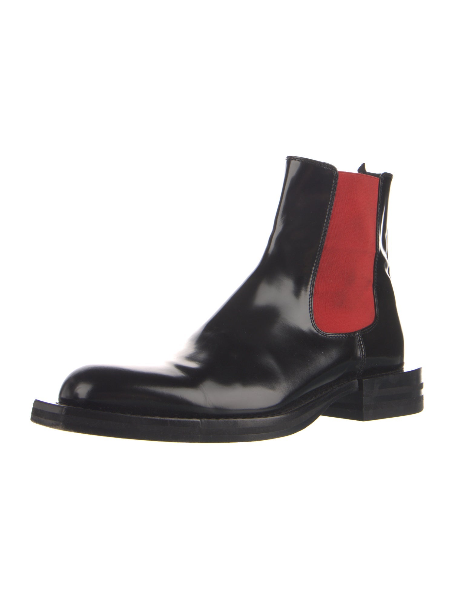 Alexander McQueen Leather Colorblock Pattern Chelsea Boots
