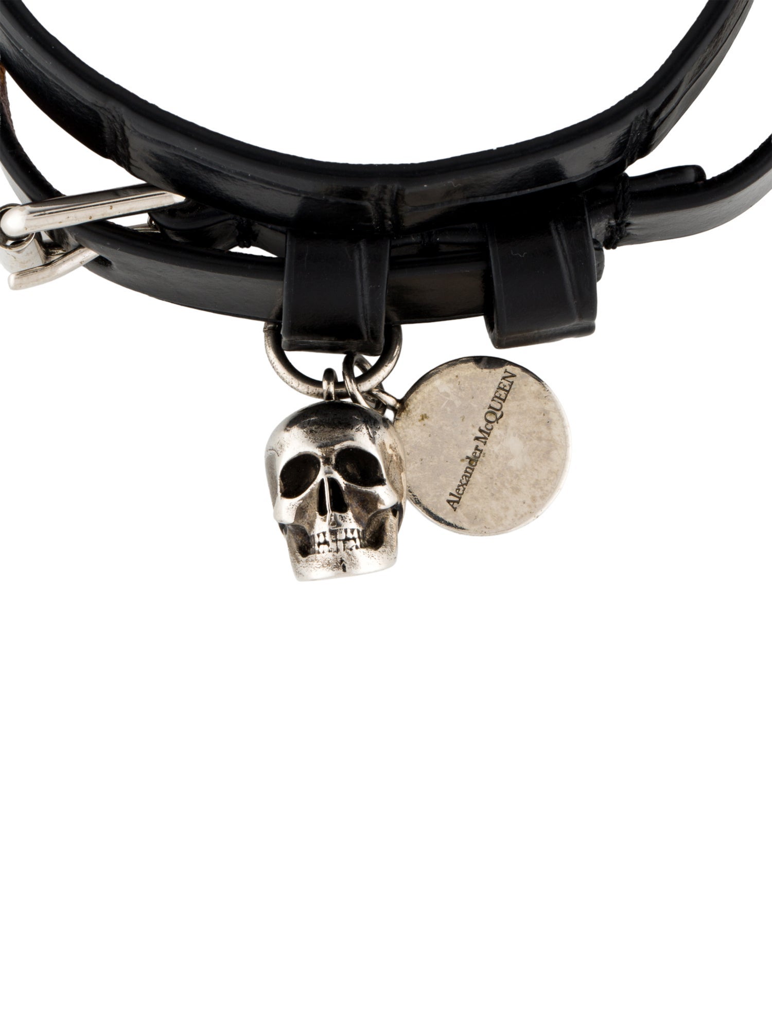 Alexander McQueen Leather Skull Double Wrap Bracelet - Black Wrap