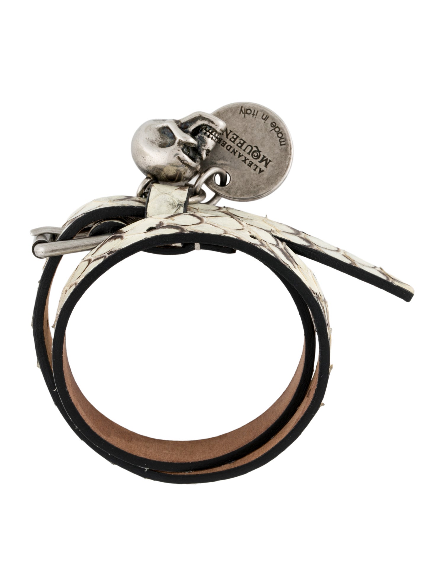 Alexander McQueen レザー ラップ ブレスレット Alexander McQueen Leather & Crystal Skull Double Wrap Bracelet