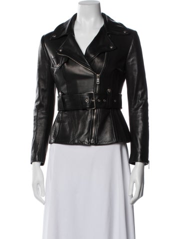 Pre-owned Alexander Mcqueen Leather Biker Jacket In Black