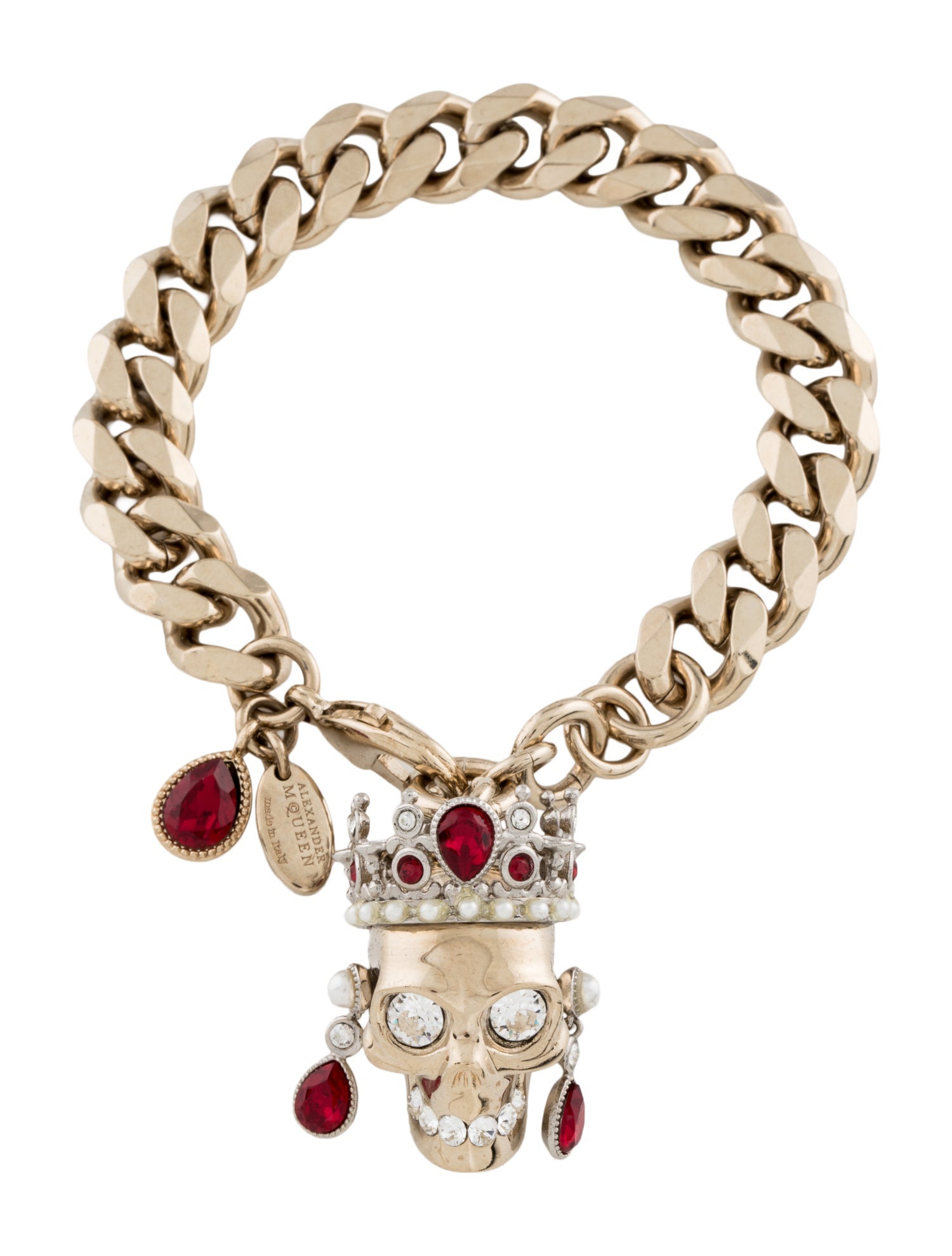 Alexander McQueen Crystal Royal Charm Link Bracelet