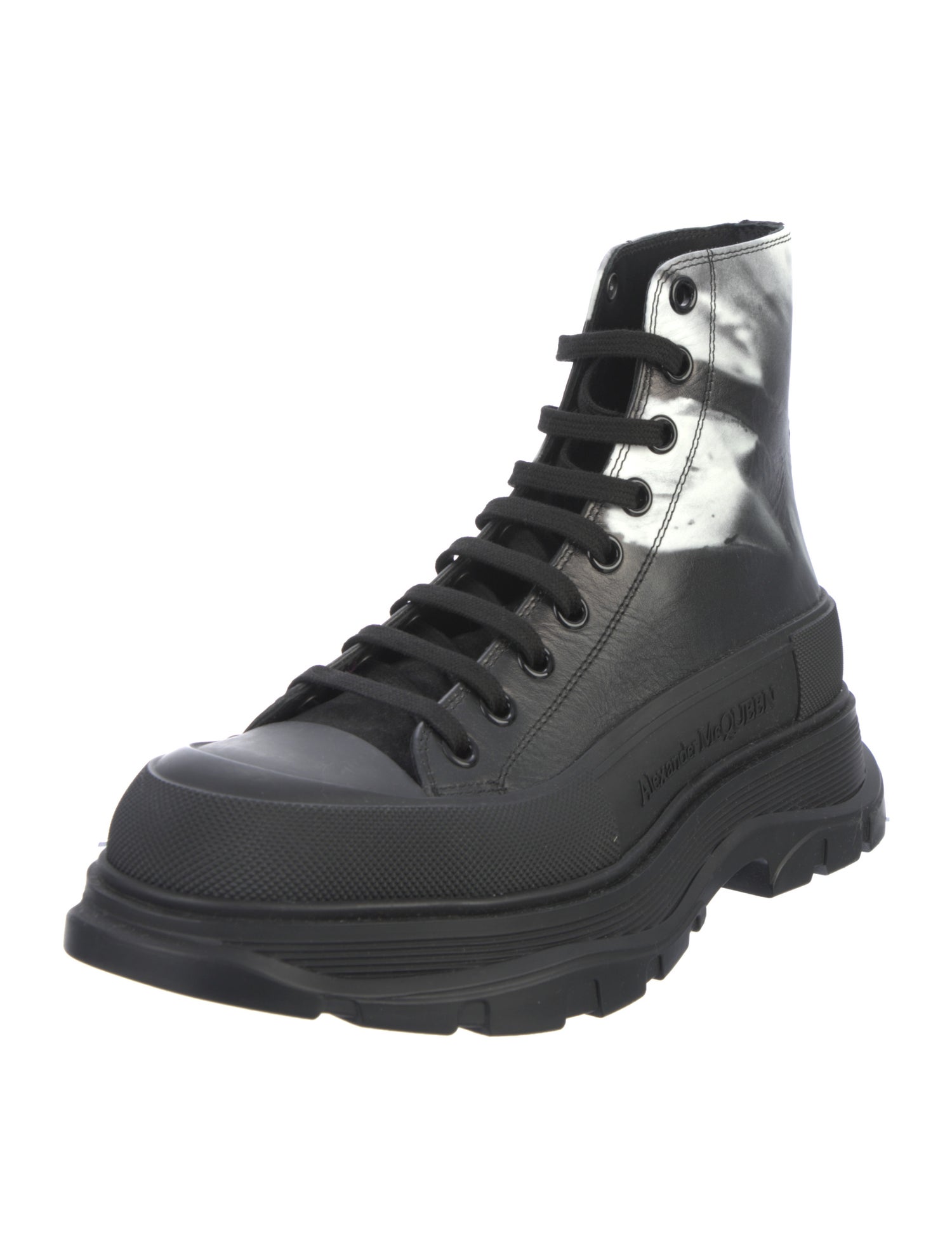 Alexander McQueen Signature Logo Leather Combat Boots