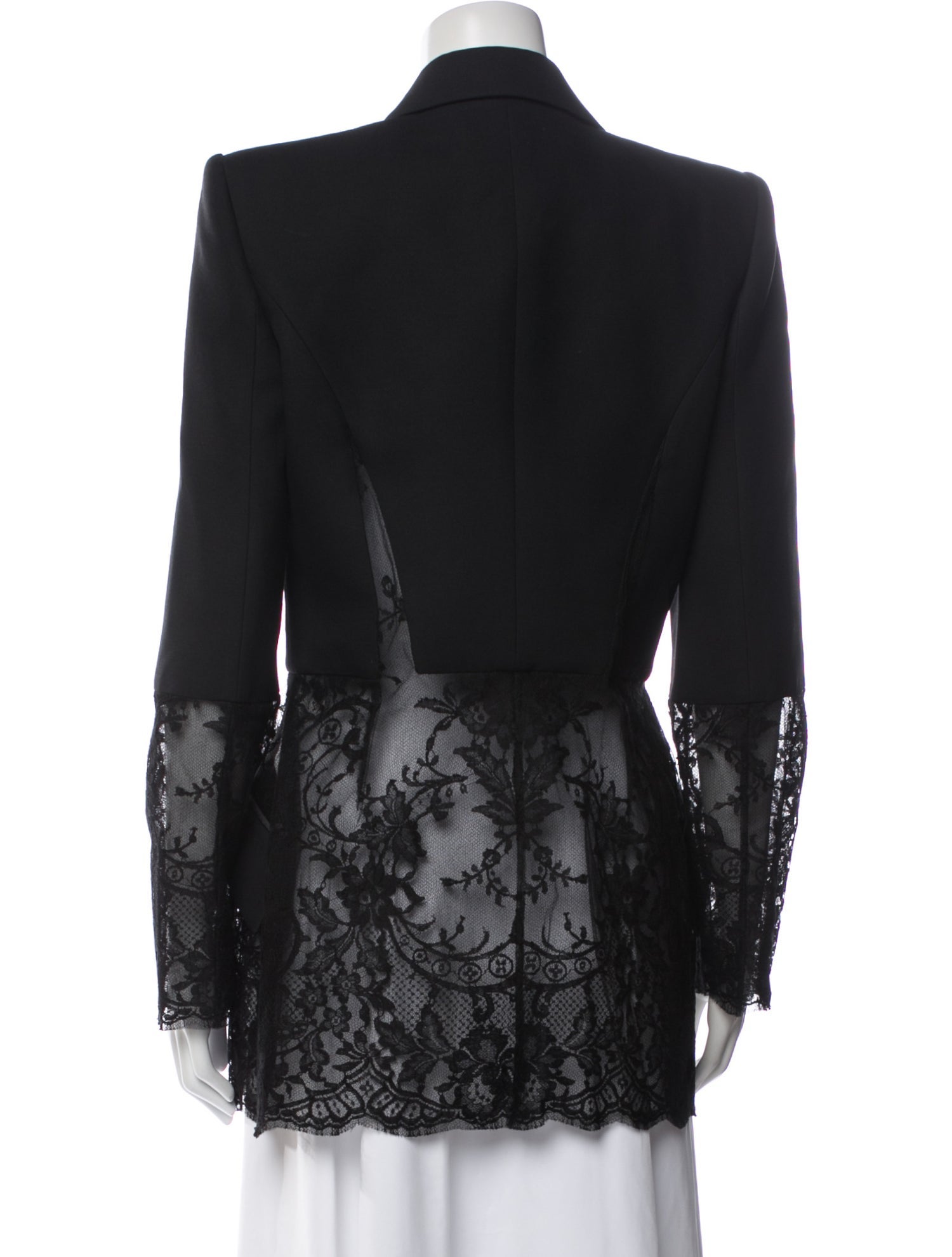 Alexander McQueen Wool Lace Pattern Blazer - Blue Jackets