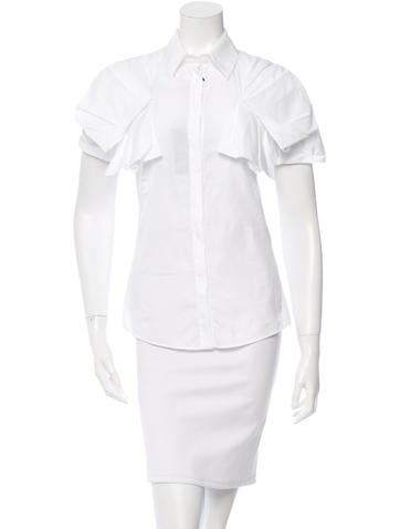 Alexander McQueen Short Sleeve Bow-Accented Top w/ Tags