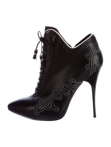 Alexander McQueen Leather Embroidered Booties