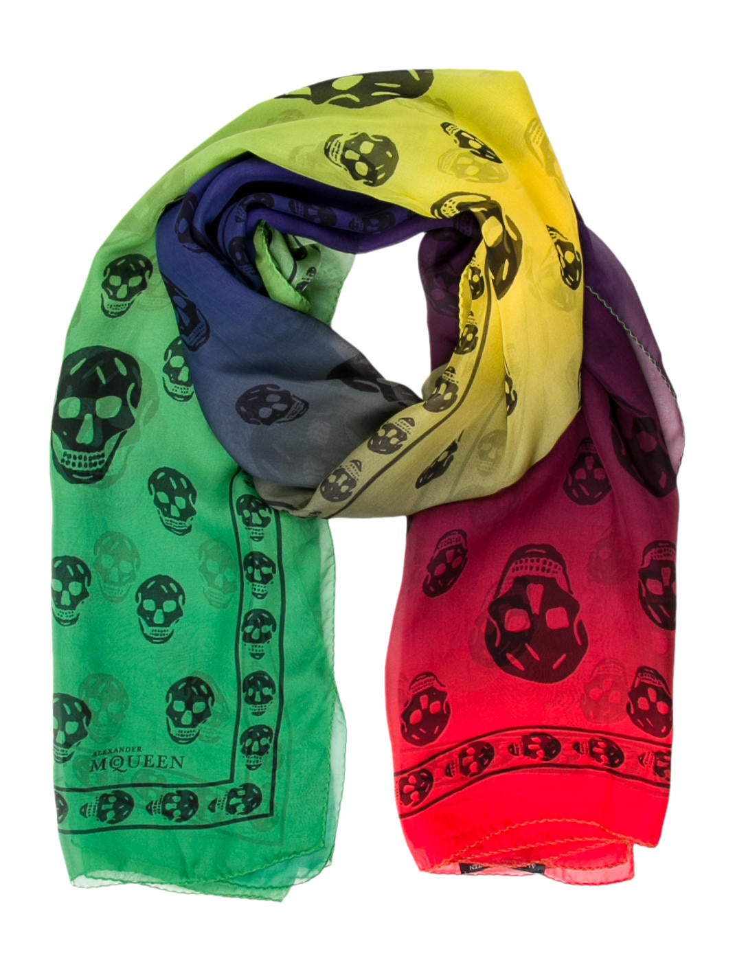 スカーフ alexander mcqueen Sea green silk foulard Alexander McQueen Green/Blue Silk Chiffon Classic Skull