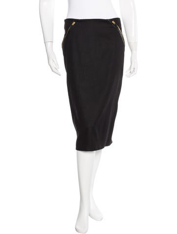 Alexander McQueen Leather-Trimmed Wool Skirt