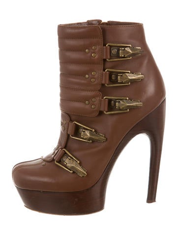 Alexander McQueen Leather Platform Ankle Boots