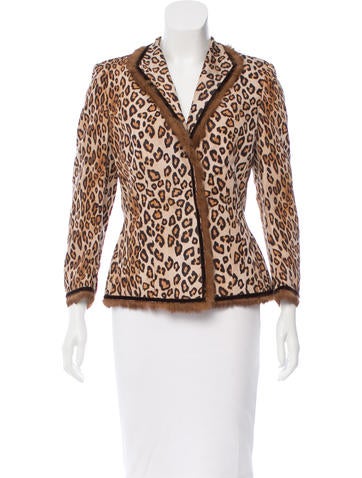 Alexander McQueen Leopard Print Fur-Trimmed Blazer