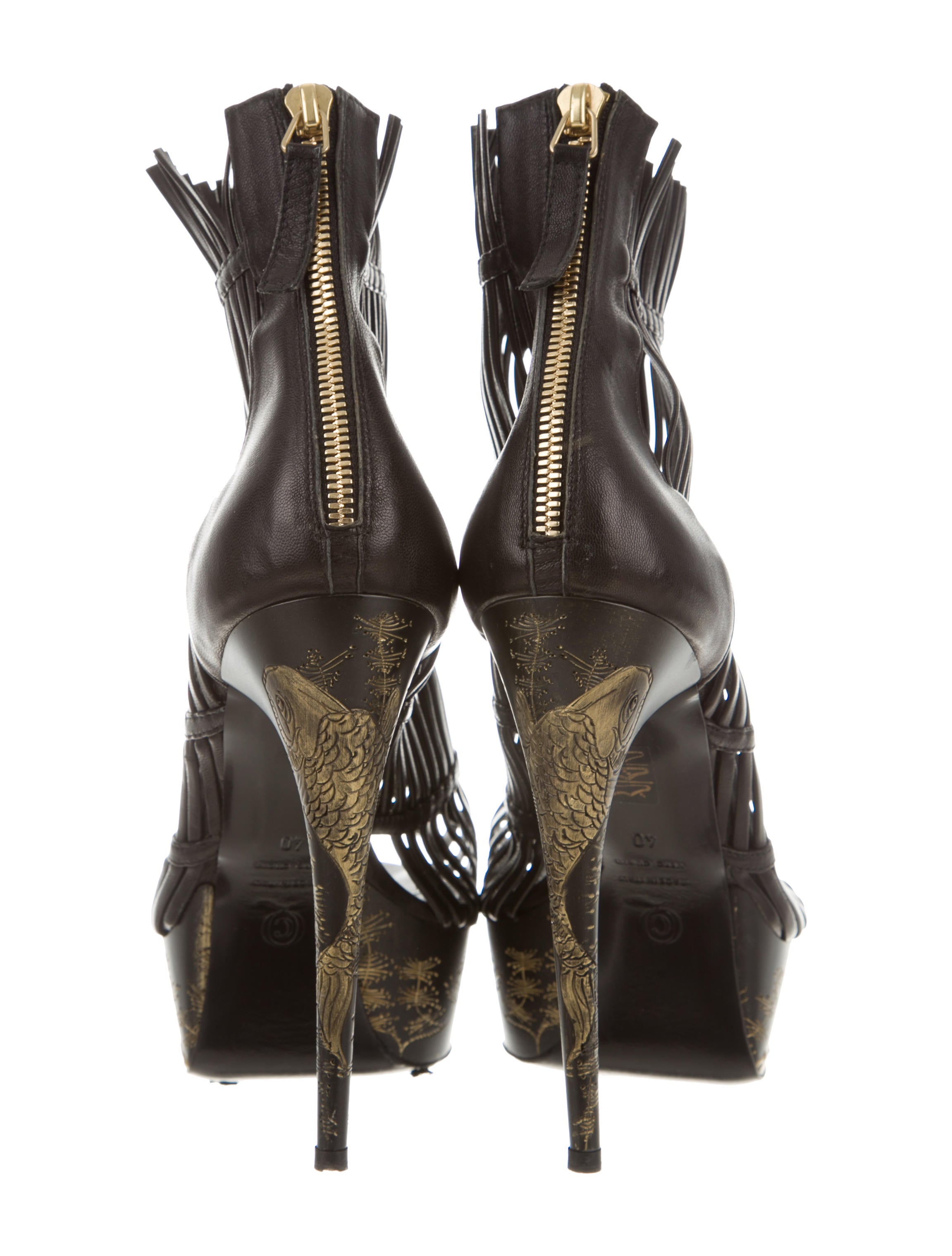 Alexander McQueen Leather Cage Ankle Boots Shoes ALE34843 The