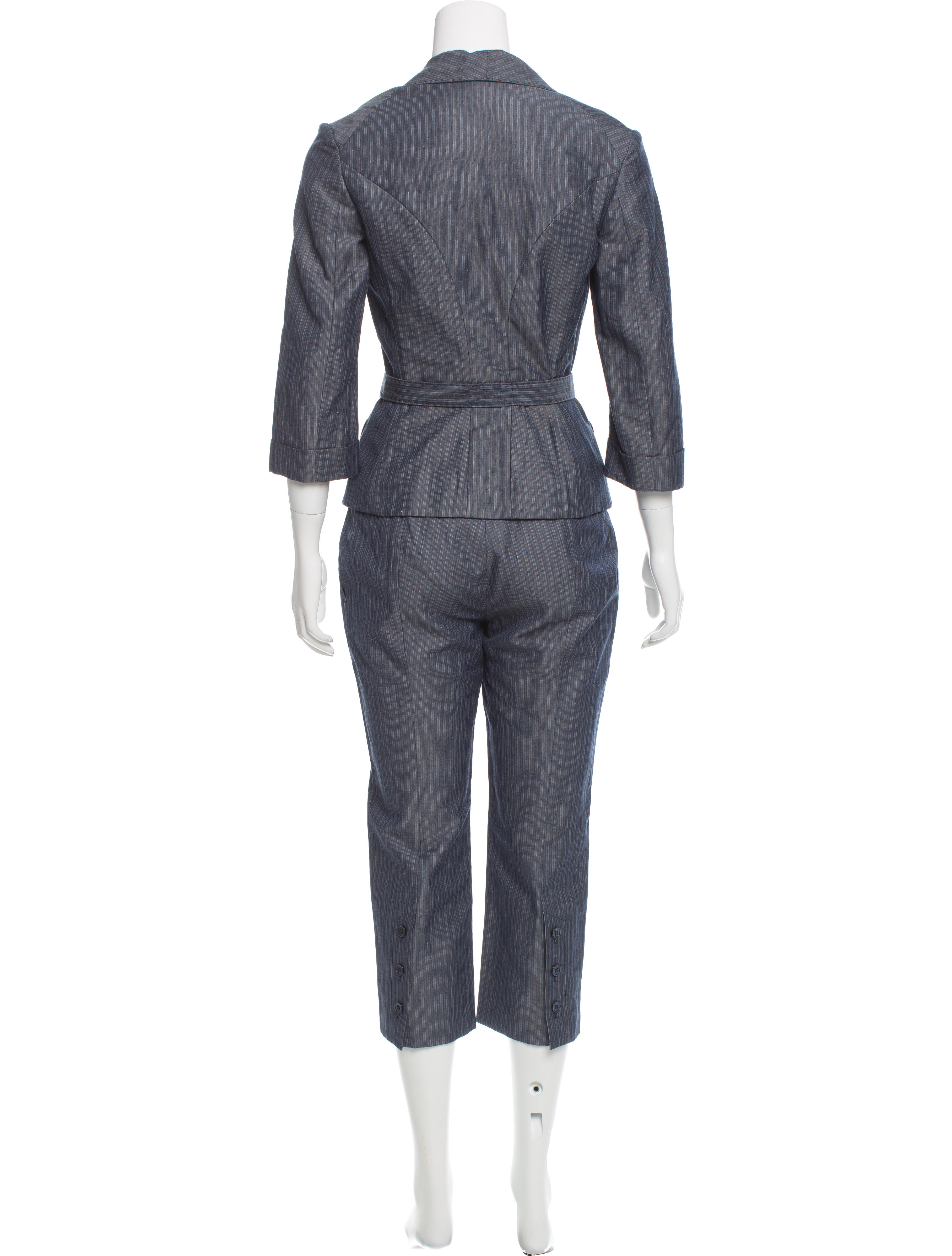 Alexander McQueen Pinstriped Belted Pantsuit - Clothing - ALE37765 | The RealReal