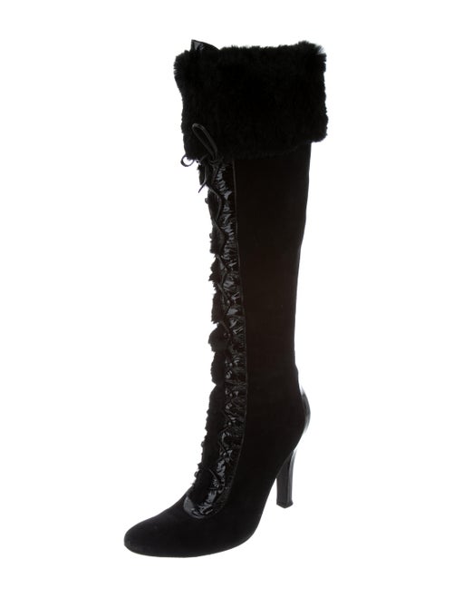 Alexander McQueen FurTrimmed KneeHigh Boots Shoes