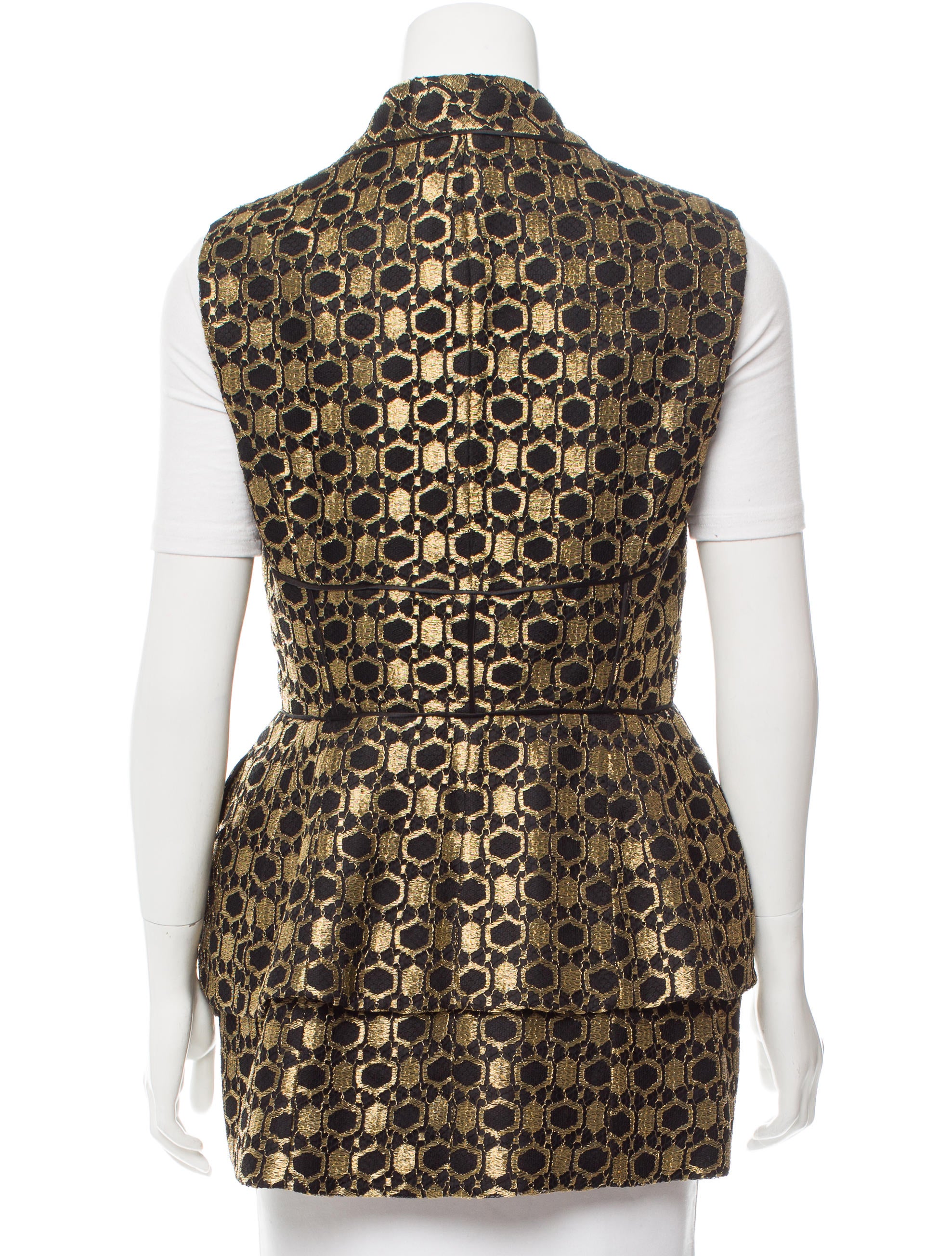 Alexander McQueen Metallic Lace Vest Clothing ALE39146