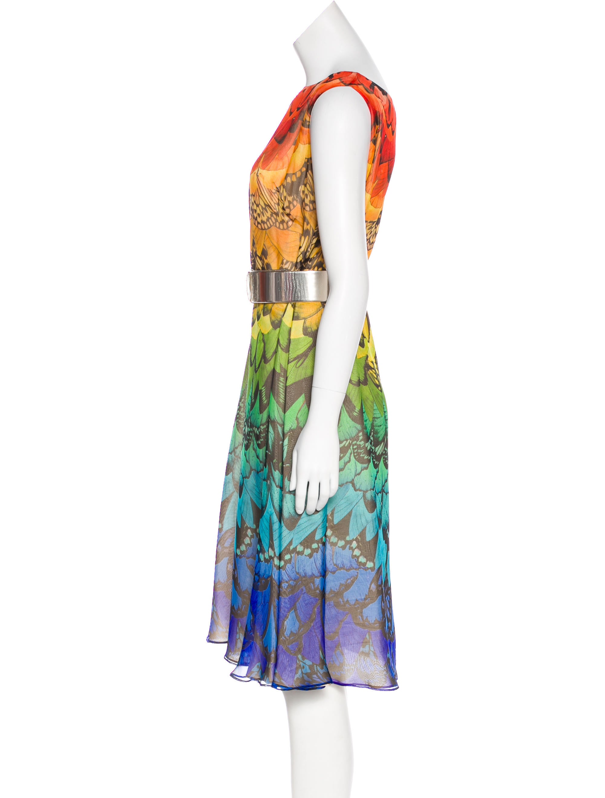 Alexander McQueen Silk Butterfly Print Dress Red Dresses, Clothing