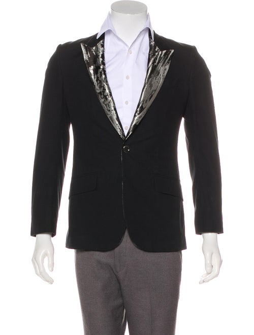 Alexander McQueen Brocade Lapel Suit Jacket black