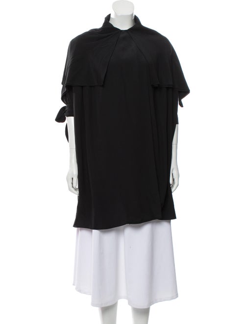 Alexander McQueen Silk Draped Coat Black